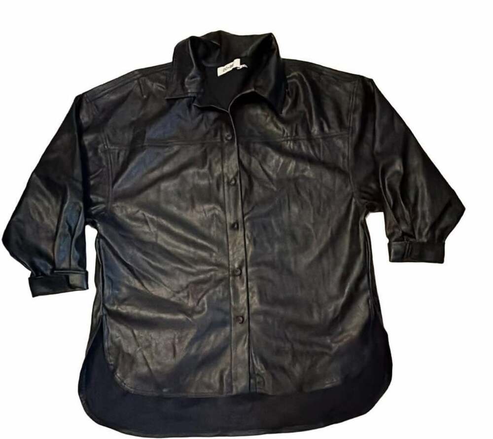 Do+Be Faux Leather Button-Up Shirt Size M Black